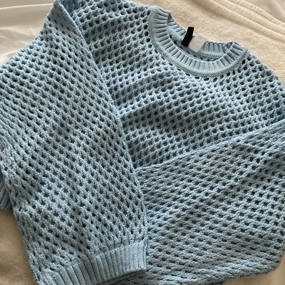 H&M Baby Blue Hole Sweater, Brand New, Size M